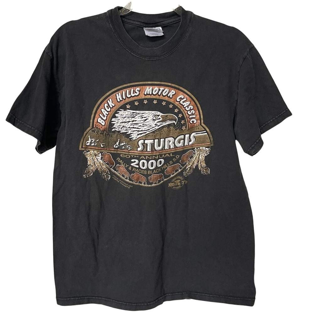 2000 Sturgis Motorcycle Rally Graphic T Shirt Y2K Biker Hanes Beefy‎ Black M